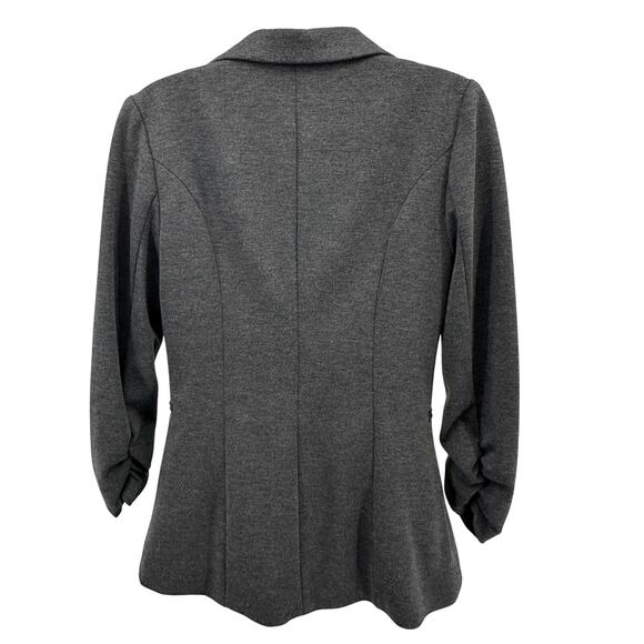 41 Hawthorn Blazer WMNS S Gray One Button 3/4 Ruched Sleeve Lined Knit Stretch - Picture 5 of 9